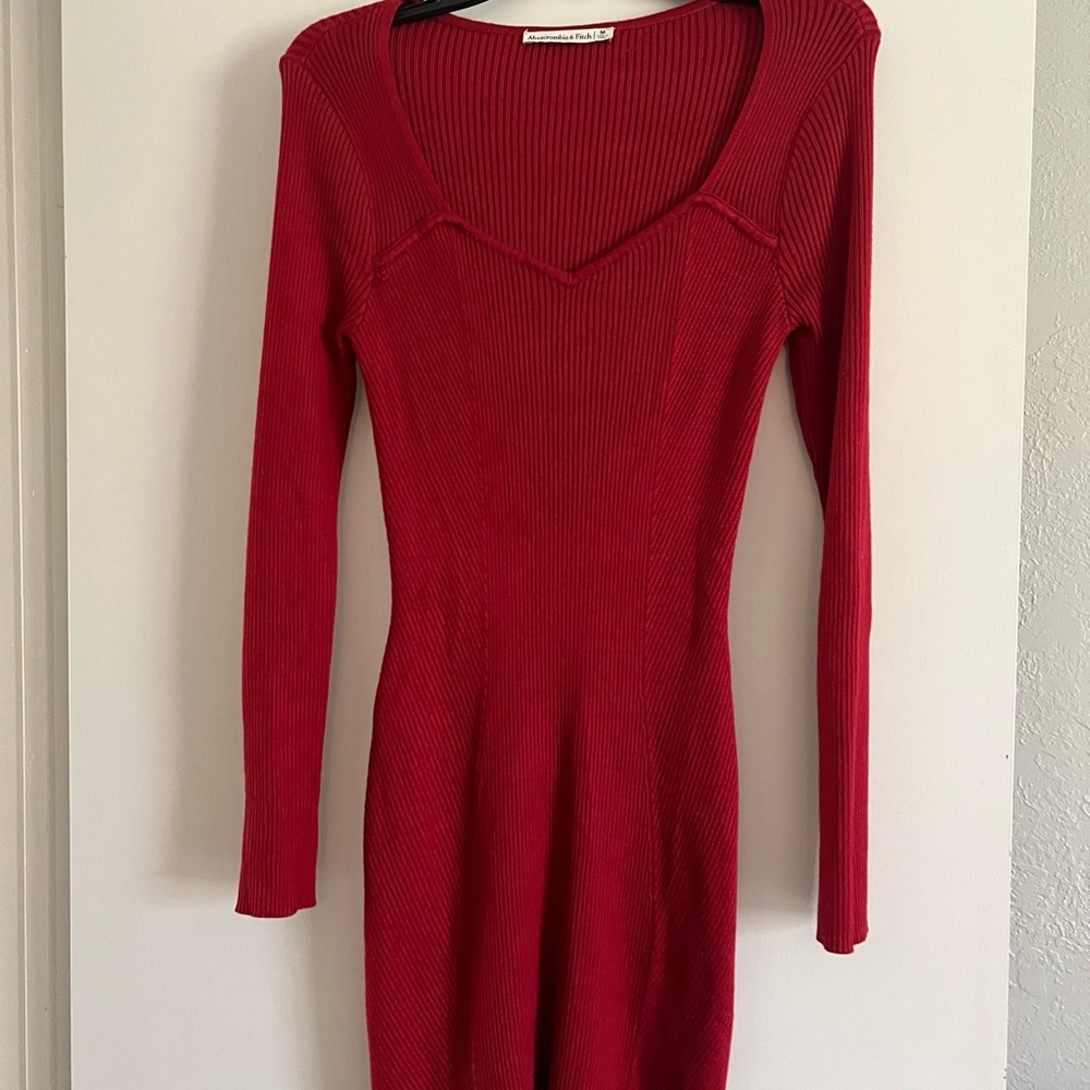 Abercrombie & Fitch Vibrant Red Long Sleeve Dress